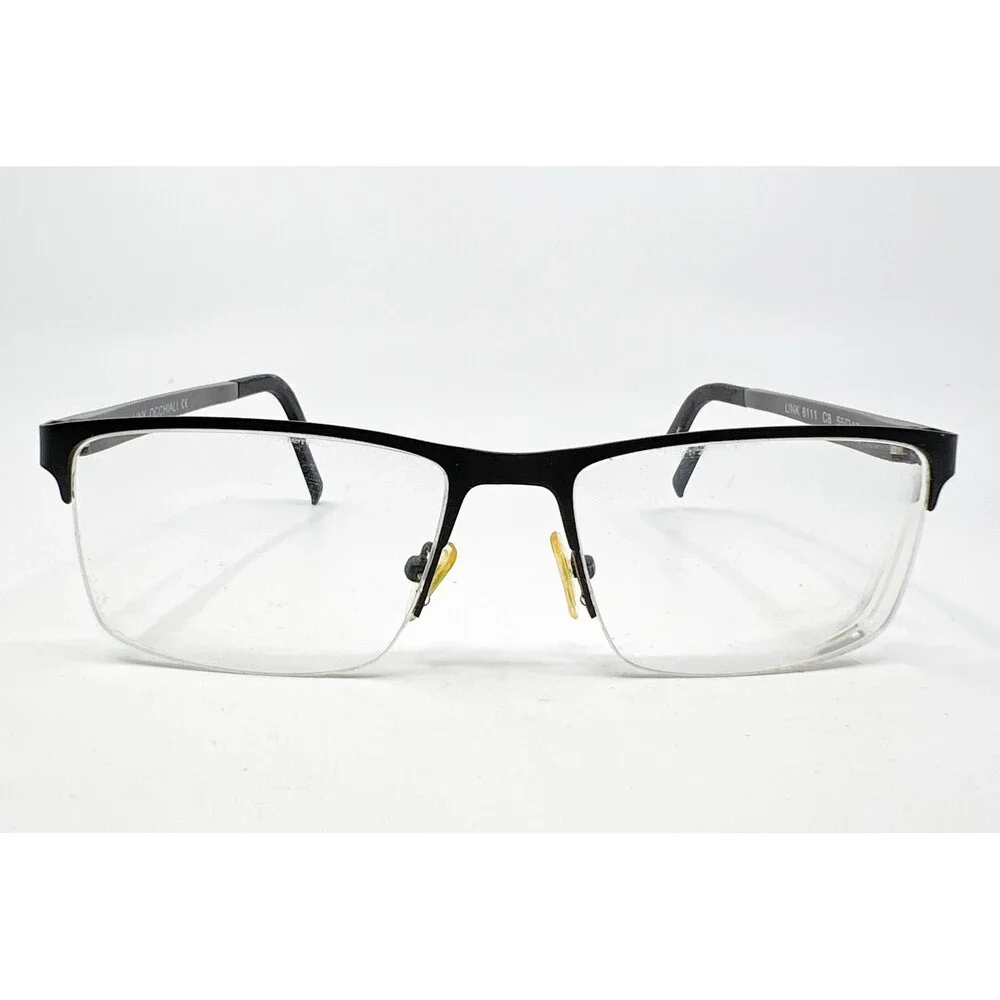 Link Occhiali Eyeglasses Men Black Half Rim Rectangular 55-17-138 6111 C8